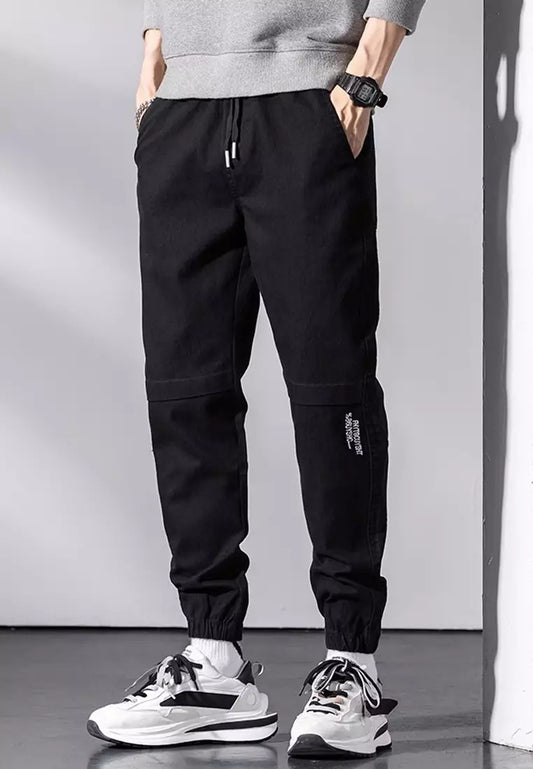 Black Cotton Poly Spandex Joggers